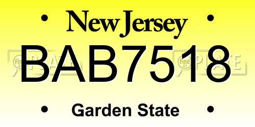 BAB7518 New Jersey License Plate