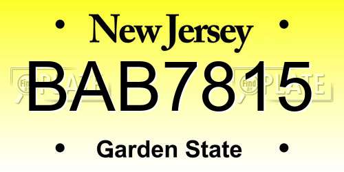 BAB7815 New Jersey License Plate