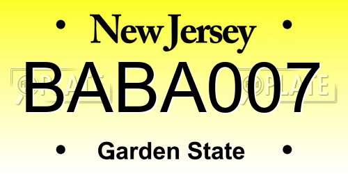BABA007 New Jersey License Plate