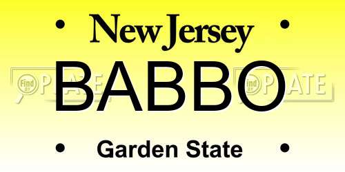 BABBO New Jersey License Plate