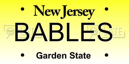 BABLES New Jersey License Plate