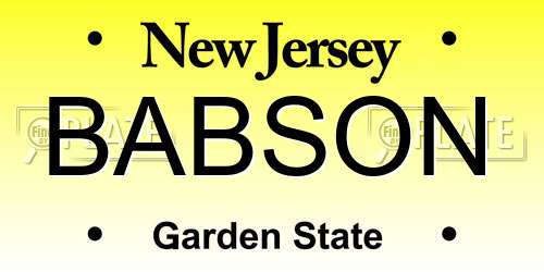 BABSON New Jersey License Plate