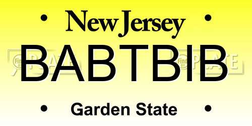 BABTBIB New Jersey License Plate