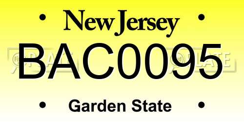 BAC0095 New Jersey License Plate