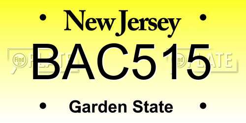 BAC515 New Jersey License Plate
