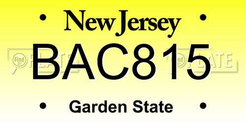 BAC815 New Jersey License Plate