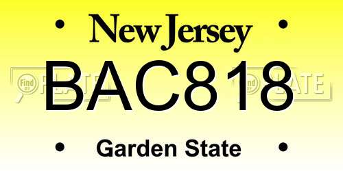 BAC818 New Jersey License Plate