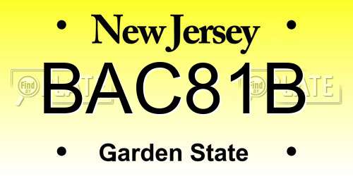 BAC81B New Jersey License Plate