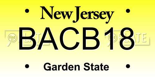 BACB18 New Jersey License Plate