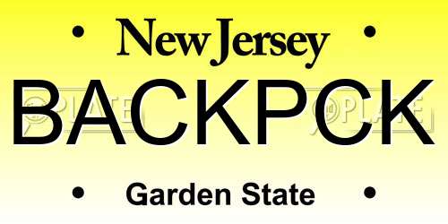 BACKPCK New Jersey License Plate