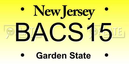 BACS15 New Jersey License Plate