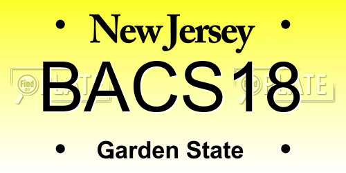 BACS18 New Jersey License Plate