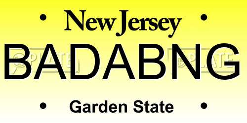 BADABNG New Jersey License Plate