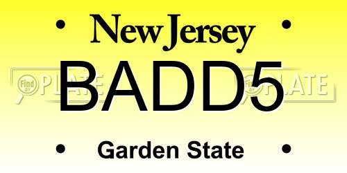 BADD5 New Jersey License Plate