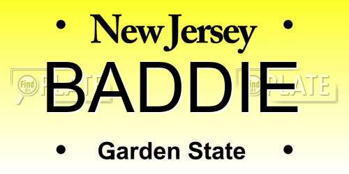 BADDIE New Jersey License Plate