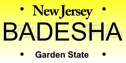 BADESHA New Jersey License Plate