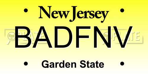 BADFNV New Jersey License Plate