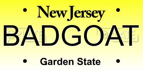 BADGOAT New Jersey License Plate