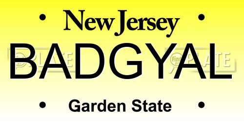 BADGYAL New Jersey License Plate