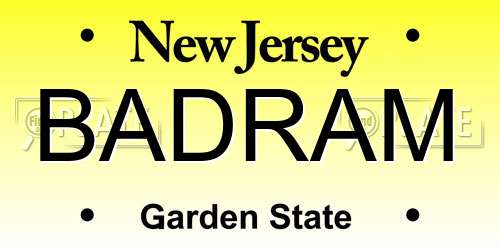 BADRAM New Jersey License Plate