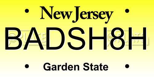 BADSH8H New Jersey License Plate
