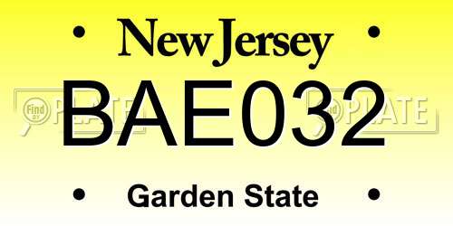 BAE032 New Jersey License Plate