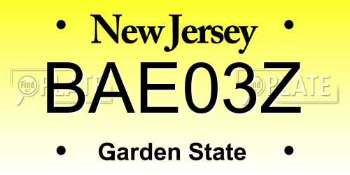 BAE03Z New Jersey License Plate