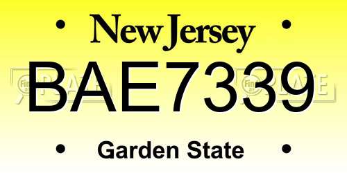 BAE7339 New Jersey License Plate