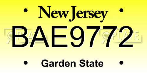 BAE9772 New Jersey License Plate