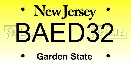 BAED32 New Jersey License Plate