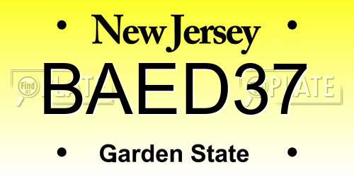 BAED37 New Jersey License Plate