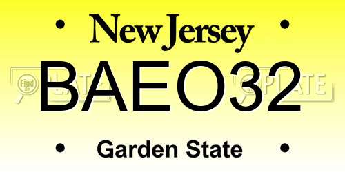 BAEO32 New Jersey License Plate