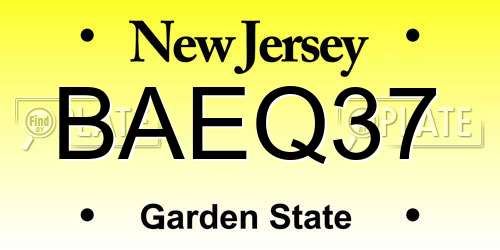 BAEQ37 New Jersey License Plate