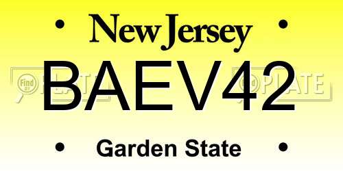 BAEV42 New Jersey License Plate