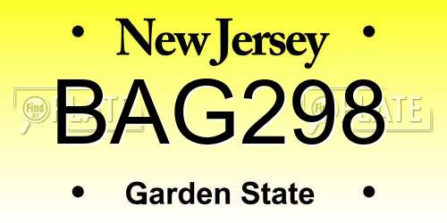 BAG298 New Jersey License Plate