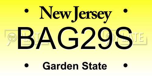 BAG29S New Jersey License Plate