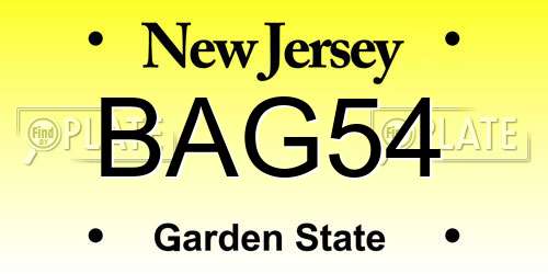 BAG54 New Jersey License Plate