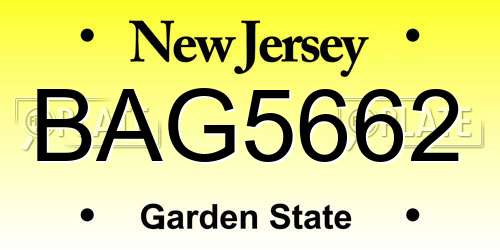 BAG5662 New Jersey License Plate