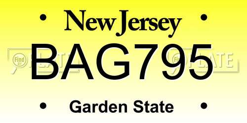 BAG795 New Jersey License Plate
