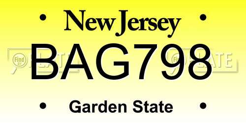 BAG798 New Jersey License Plate