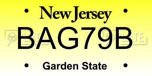 BAG79B New Jersey License Plate