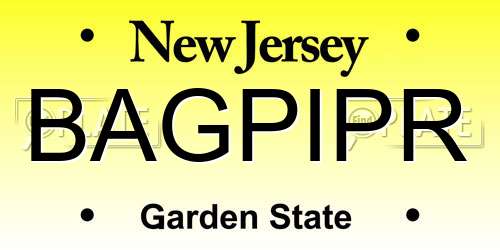BAGPIPR New Jersey License Plate