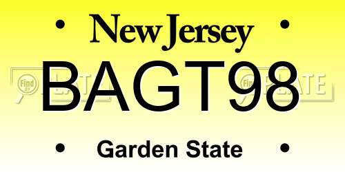 BAGT98 New Jersey License Plate