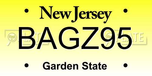 BAGZ95 New Jersey License Plate