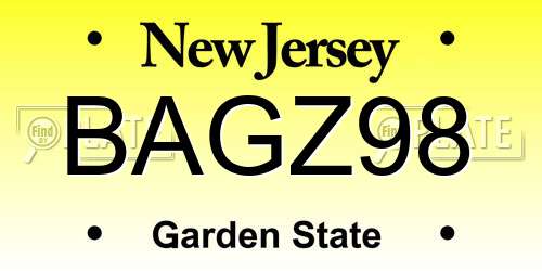 BAGZ98 New Jersey License Plate