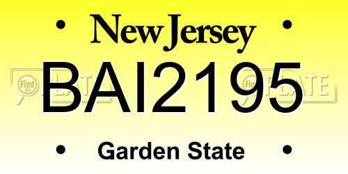 BAI2195 New Jersey License Plate