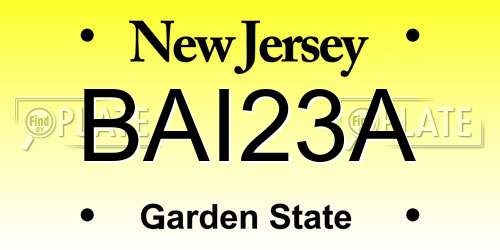 BAI23A New Jersey License Plate