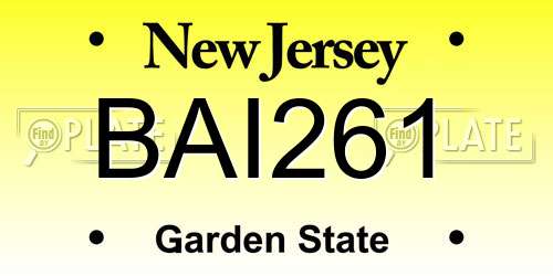 BAI261 New Jersey License Plate