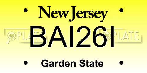 BAI26I New Jersey License Plate