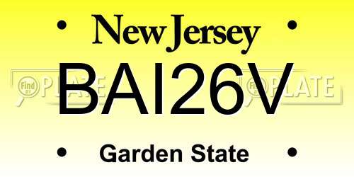 BAI26V New Jersey License Plate